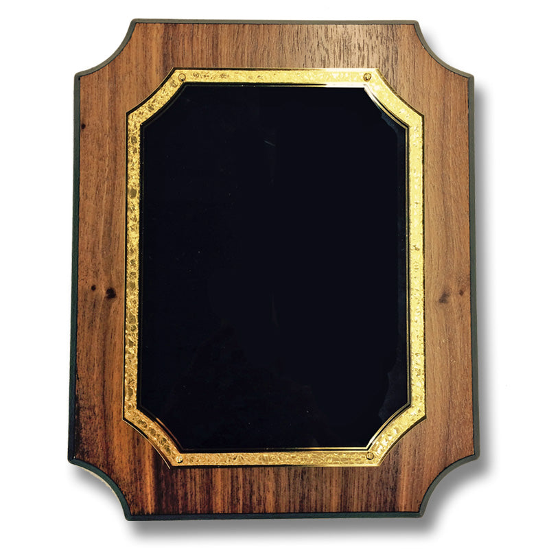 8 X 10 WALNUT VENEER WITH NOTCHED CORNER PLAQUE