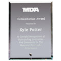 8"x 10"x 3/8 INCH PREMIUM BEVELED EDGE GLASS AWARD WITH SILVER PINSTAND