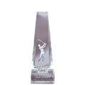 8" x 2-3/4 INCH GOLF TOWER OPTICAL CRYSTAL WITH MALE GOLFER LASER ENGRAVE