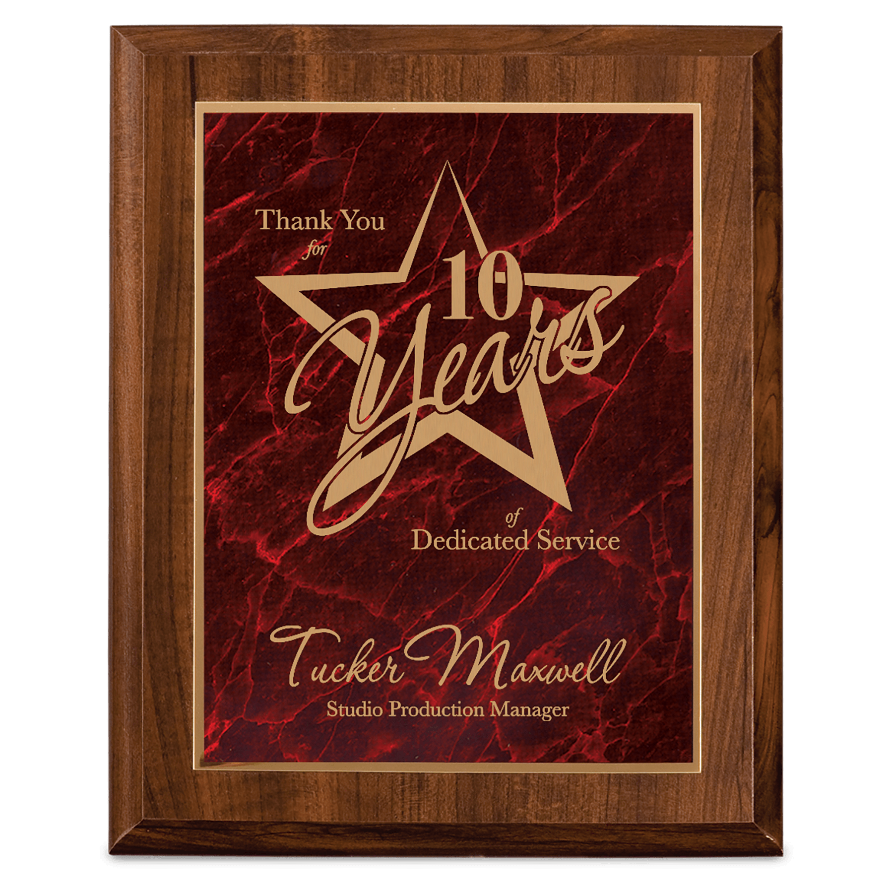 7" x 9" Finish Plaque with Red Marbleized Plate
