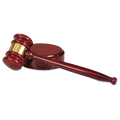 10" Piano Finish Gavel with Brass Band & Sounding Block