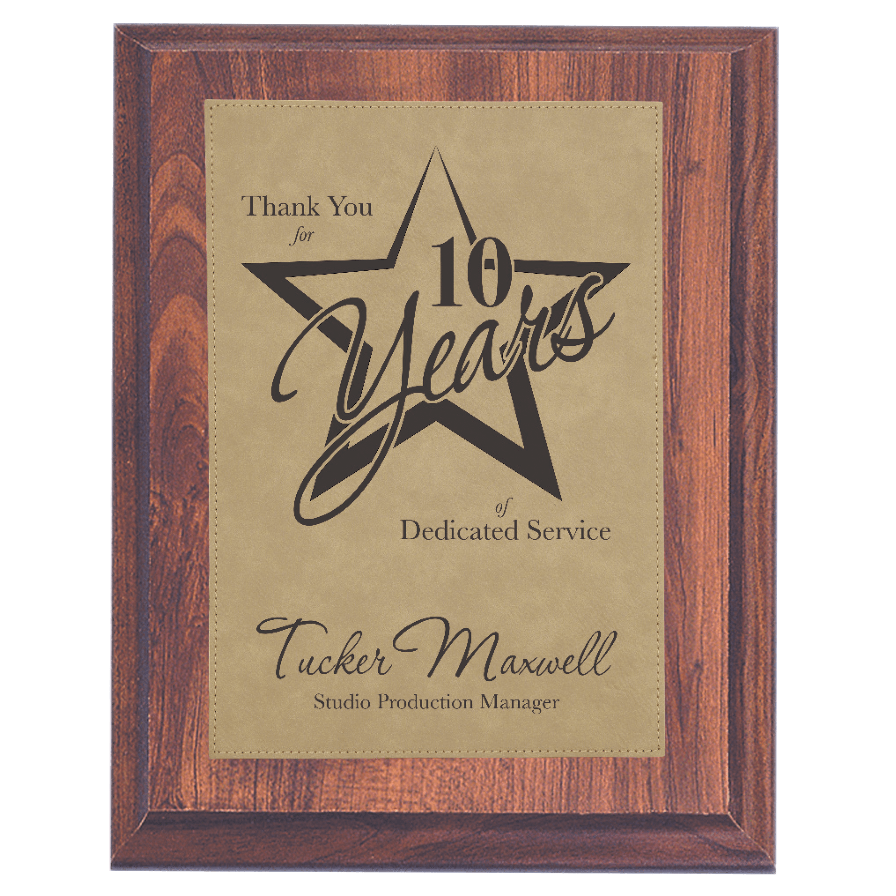 7" x 9" Elegant Finish Plaque with Light Brown Leatherette Plate