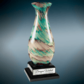 Swirl Art Glass Vase with Piano Finish Base