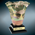 14 1/4" Art Glass Vase with Piano Finish Base
