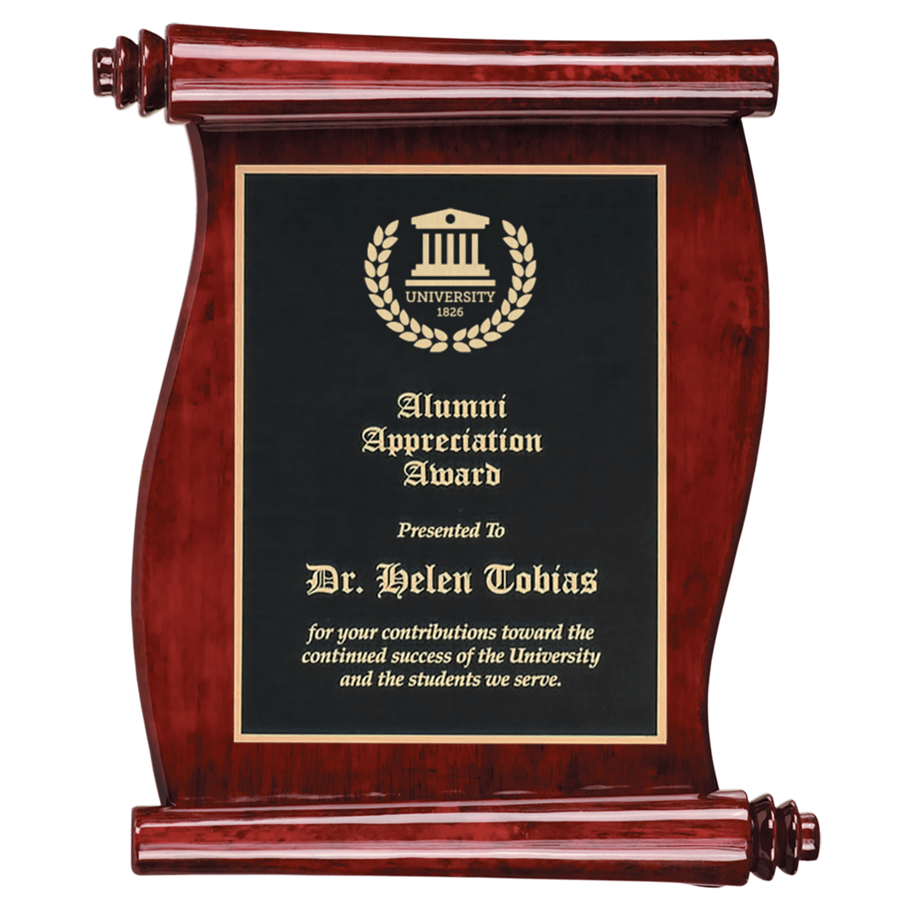 9 1/2" x 12" Finish Scroll Plaque with Black Plate