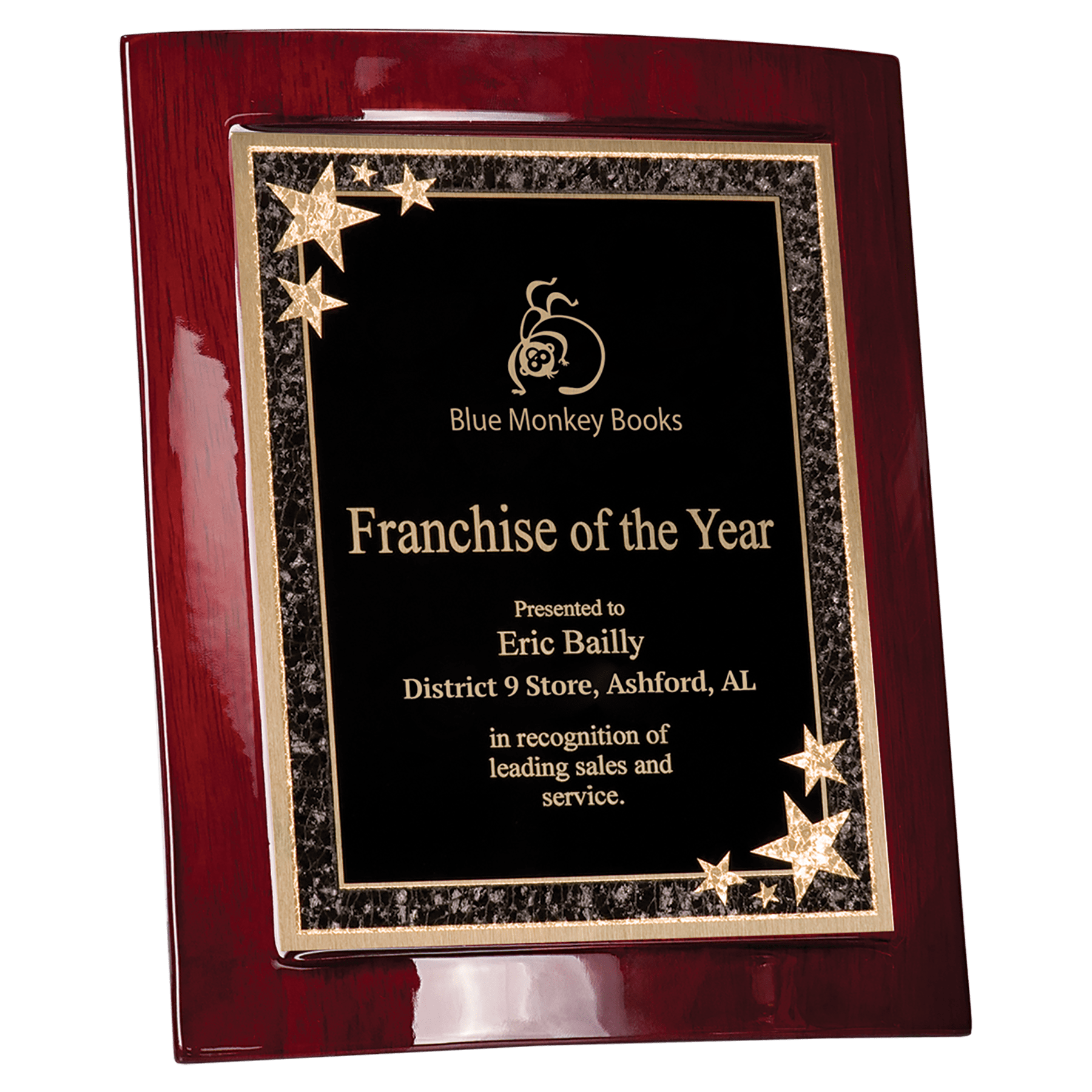 7 1/2" x 9" Piano Finish Eclipse Plaque with Black Starburst Plate