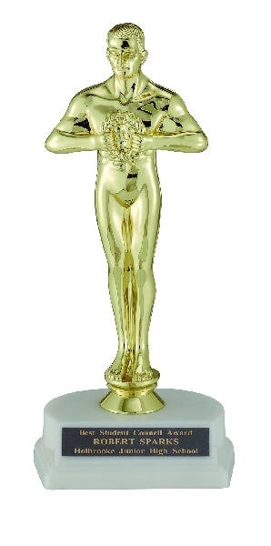 9-1/2 INCH ACHIEVEMENT GOLD TROPHY, TAKES FIGURE