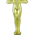9-1/2 INCH BLACK AND GOLD TROPHY WITH 8-1/2 INCH ACHIEVEMENT FIGURE