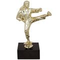 9-1/2 INCH FEMALE KARATE FIGURE TROPHY ON BLACK MARBLE BASE