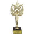 9-1/2 INCH FEMALE VICTORY STAR FIGURE TROPHY ON BLACK MARBLE BASE
