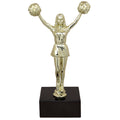 9-1/2 INCH FEMALE CHEERLEADER FIGURE TROPHY ON BLACK MARBLE BASE