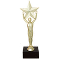 9-1/2 INCH MALE VICTORY STAR FIGURE TROPHY ON BLACK MARBLE BASE