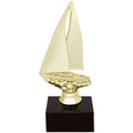 9-1/2 INCH SAILBOAT FIGURE TROPHY ON BLACK MARBLE BASE