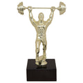 9-1/2 INCH WEIGHTLIFTER FIGURE TROPHY ON BLACK MARBLE BASE