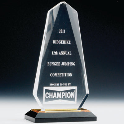 9 INCH CLEAR OBELISK ACRYLIC TROPHY