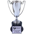 9 INCH HEIGHT DIE CAST SILVER METAL CUP TROPHY ON BLACK BASE