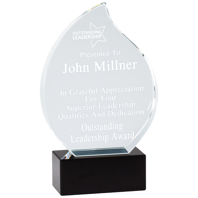 9 INCH HEIGHT OPTICAL CRYSTAL FLAME AWARD