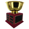 8 INCH DIAMETER GOLD BOWL PERPETUAL TROPHY WITH 18 NAME PLATES
