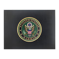 9 x 11-3/4 INCH BLACK CERTIFICATE HOLDER WITH 4 INCH UNITED STATES ARMY INSIGNIA MEDALLION