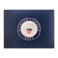 9 x 11-3/4 INCH BLUE CERTIFICATE HOLDER WITH 4 INCH UNITED STATES NAVY INSIGNIA MEDALLION