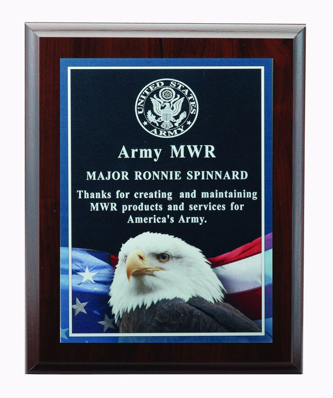 9 X 12 INCH EAGLE PHOTO PLAQUE WITH LASER ENGRAVED PLATE