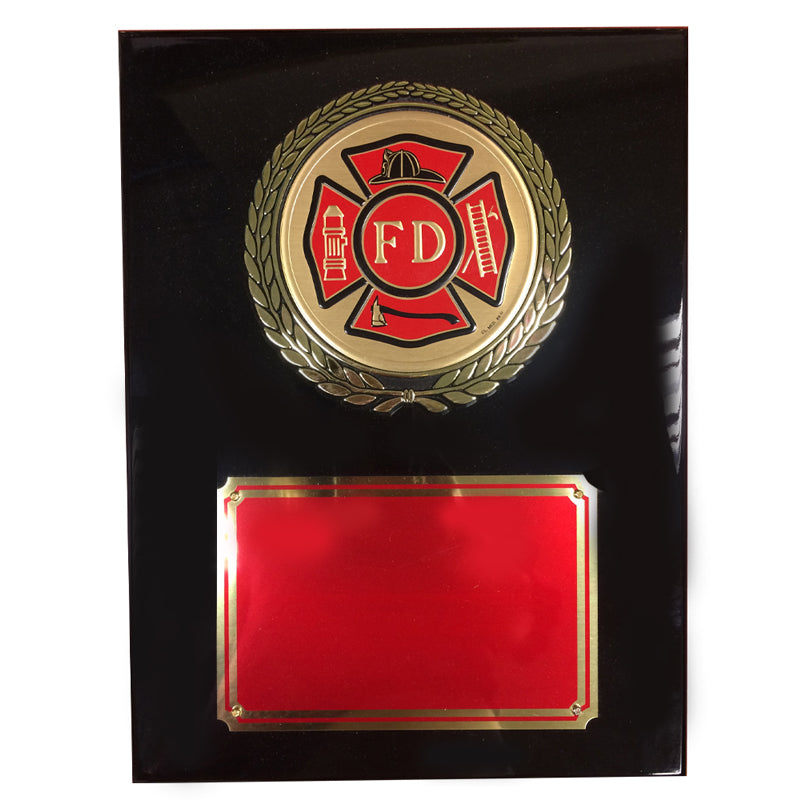 9 X 12 INCH FIRE DEPT. PIANO FINISH BLACK BOARD PLAQUE