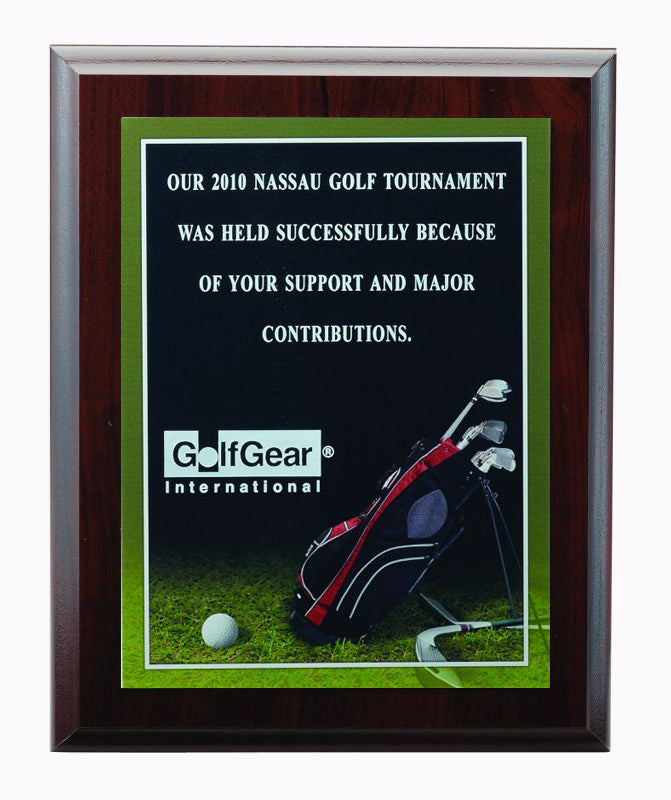 9 X 12 INCH GOLF  PHOTO SPORTS PLAQUE WITH LASER ENGRAVED PLATE