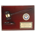 9 X 12 INCH PLAQUE ROSEWOOD PIANO FINISH WITH GAVEL AND BLOCK, HOLDS 2 INCH INSERT
