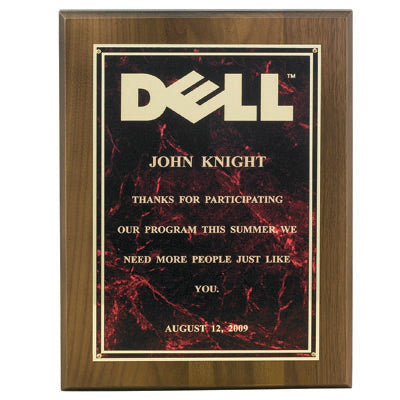 9 X 12 INCH PLAQUE WITH MARBLEIZED SCREENED PLATE - COLOR OPTIONS