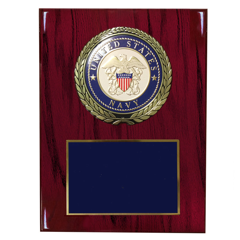 9 X 12 INCH U.S. NAVY PLAQUE WITH 4 INCH EMBOSSED MEDALLION