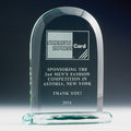 9 X 8-3/4 INCH ROMAN ARCH JADE GLASS WITH BASE