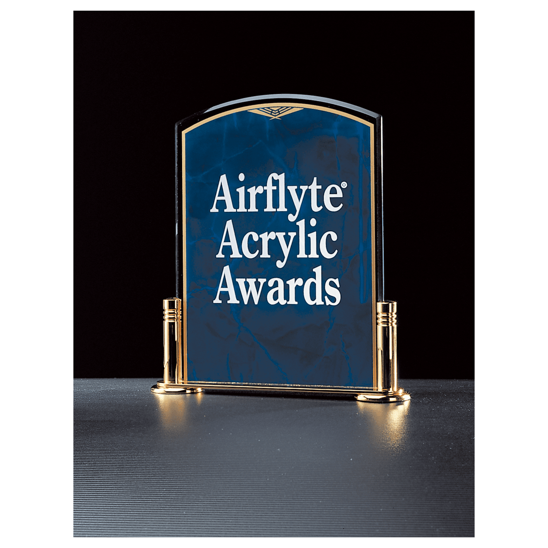 6" x 7" Airflyte Sapphire Marble Acrylic with Gold-Plated Brass Stand