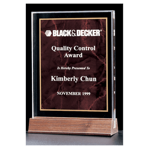 Ruby Marble Acrylic Award with American Walnut 6" x 8 5/8" Base