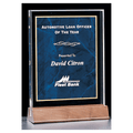 6" x 8 5/8 " Sapphire Marble Acrylic Award with American Walnut Base