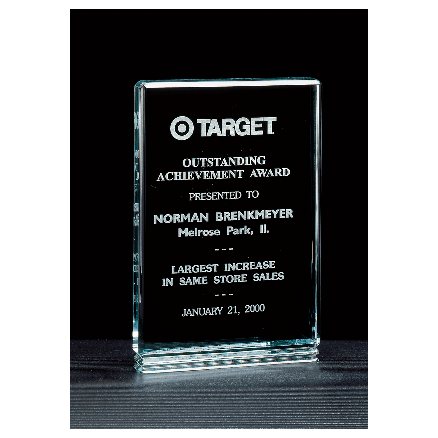 5" x 7 1/2" Classic Series Jade Acrylic Free Standing Award
