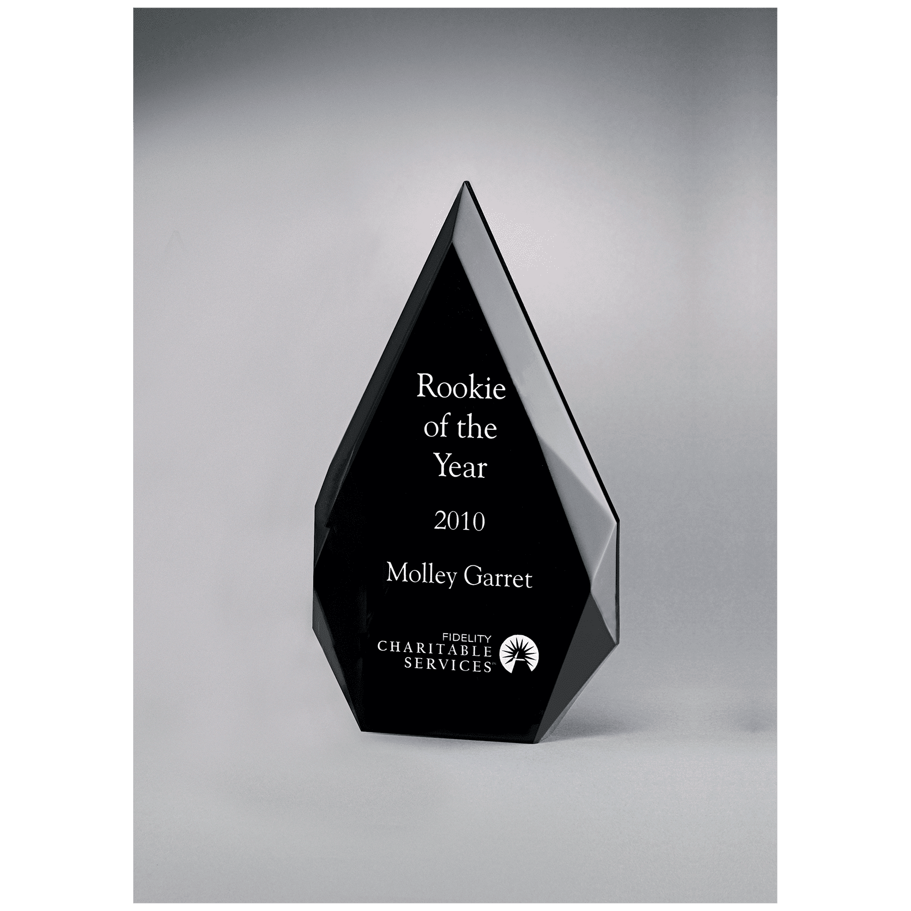 4 1/4" x 7 7/8" Flame Series Clear Freestanding Acrylic with Black Silkscreened Back