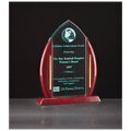 7 1/2" x 9 5/8" Flame Jade Acrylic with Rosewood Piano Finish Base and Posts, Gold Metal Accents