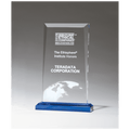 6 x 9 3/4" Apex Series Clear Acrylic Award with Blue Highlights and Blue Base
