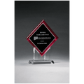 8 1/2" x 10" Diamond Series Acrylic w/Printed Red Border, Silver Mirror Highlights