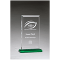 5 1/2" x 8 3/4" Apex Series Acrylic Award with Green Highlights and Green Base