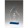 4 1/4" x 7 3/4" Flame Series Clear Acrylic with Blue Accents and Matching Blue Acrylic Base