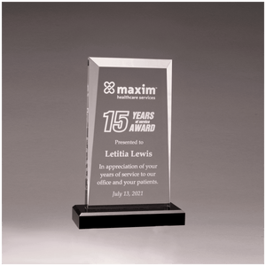 Clear Acrylic Award with Black 5" x 7 3/4" Apex Series Base