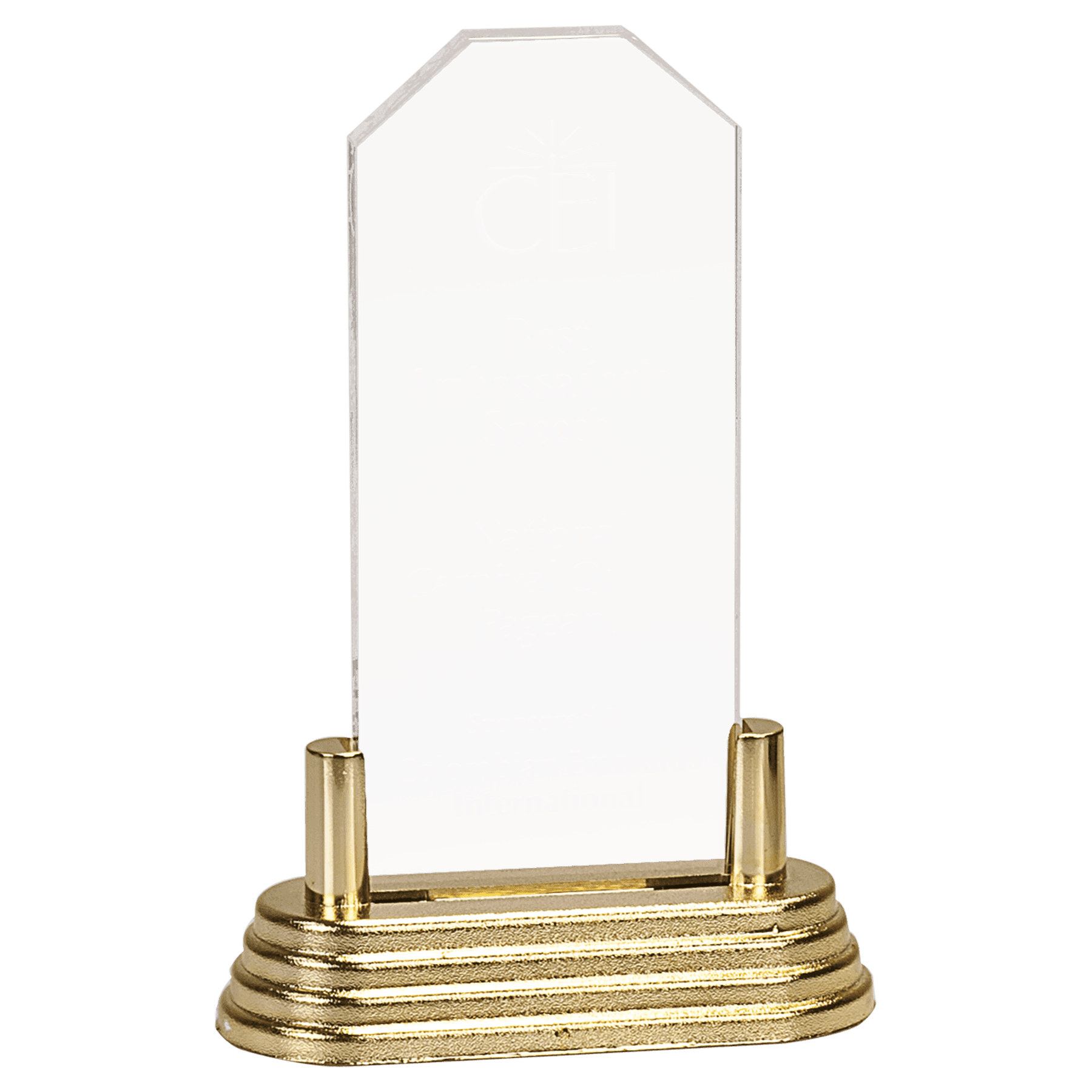Medium Clear Clip Corner Acrylic with Gold Base