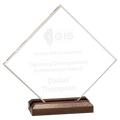 Small Clear Acrylic Diamond with Walnut Base