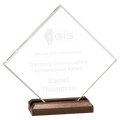 Large Clear Acrylic Diamond with Walnut Base