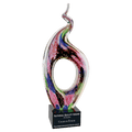 13 1/2" Twist Top Art Glass with Square Black Base