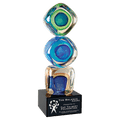 9 1/4" Stacked Blocks Art Glass with Square Black Base