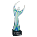 12" Raised Arms Art Glass with Square Black Base