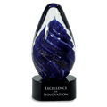 6 1/2" Blue Tear Drop Art Glass