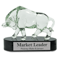 7 1/2" Clear Art Glass Bull